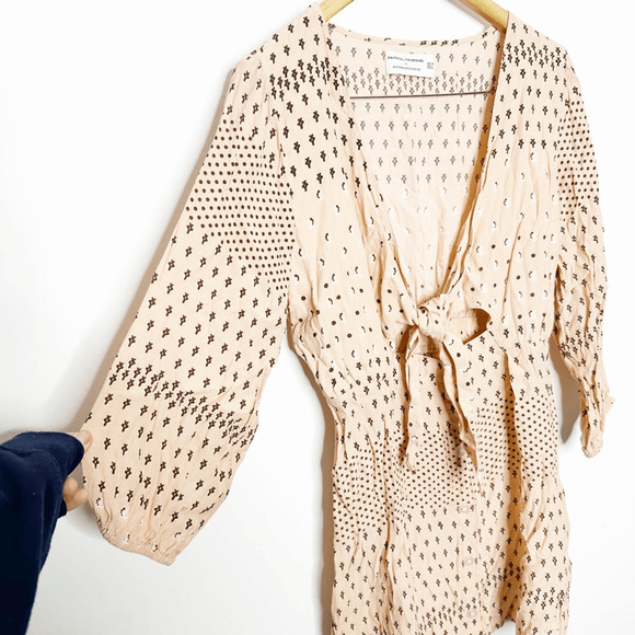 Faithfull the Brand x Anthropologie Trinidad Tunic Tie Front Dress pink womens M - Picture 3 of 8